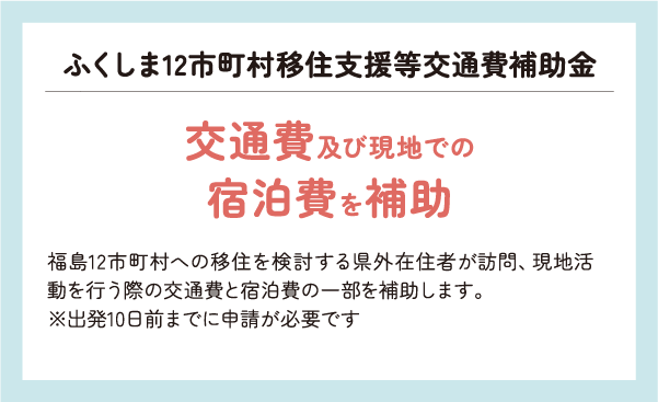 ふくしま12市町村移住支援等交通費補助金