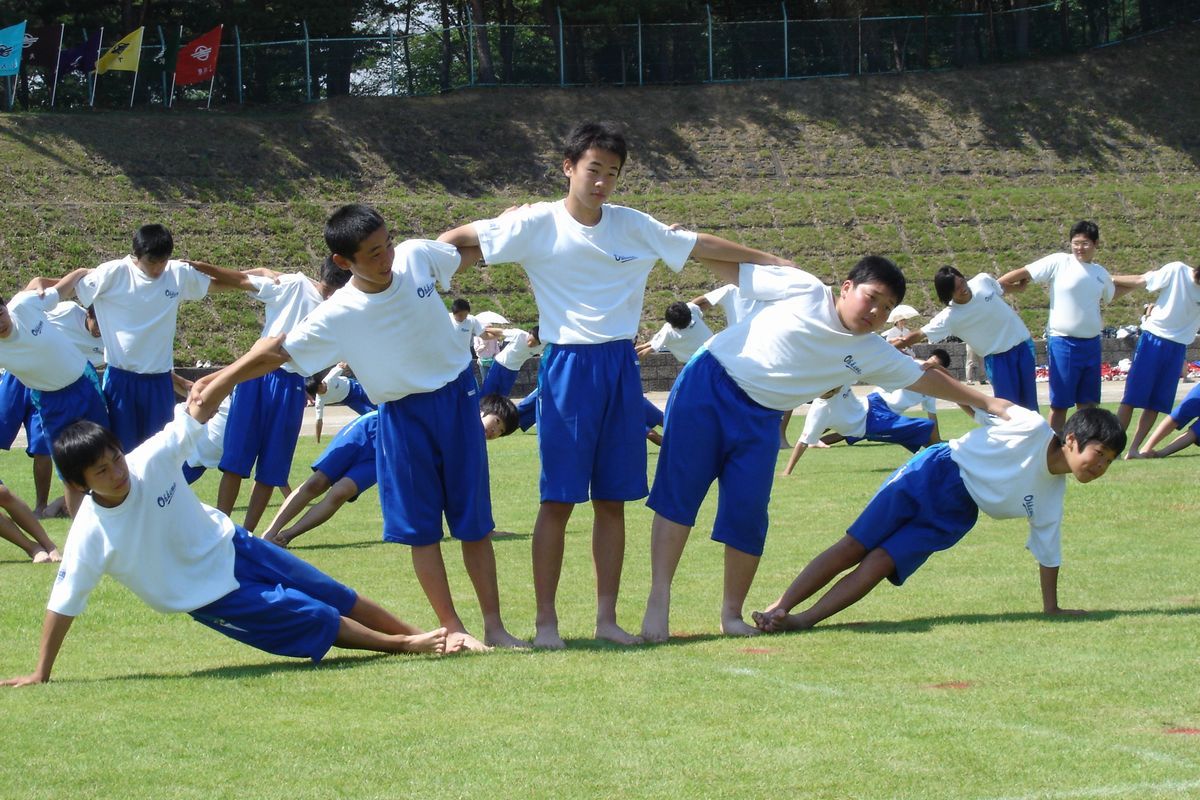 大熊中男子生徒による組体操