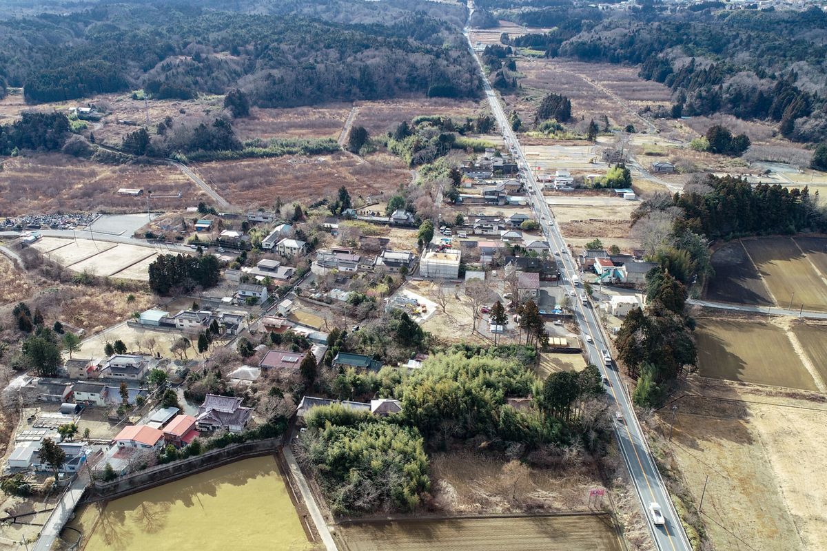 2023年、熊町の様子。国道6号沿いの復興拠点は除染と解体が行われました。