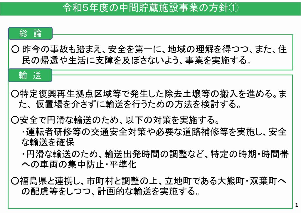 2023年度の中間貯蔵施設事業の方針1