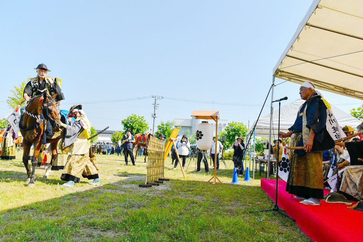 大熊町、双葉町、浪江町、葛尾村の4町村からなる標葉郷は浪江町権現堂（中央公園）に標葉郷本陣を構え、出陣報告と同町内での行列を行いました。