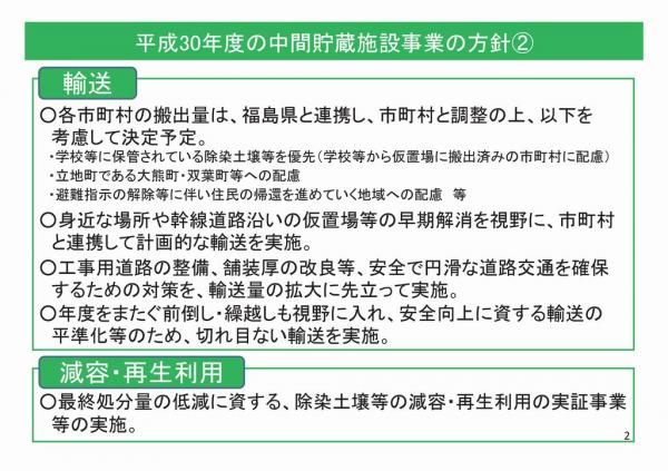 平成30年度の中間貯蔵施設事業の方針の画像2